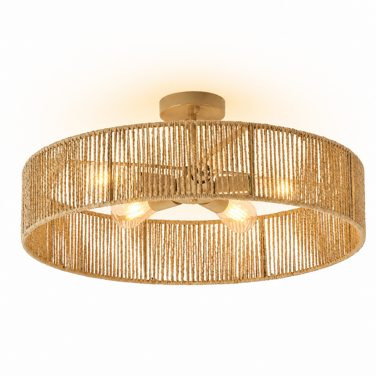 Lioran Rustic Round Rattan Ceiling Light