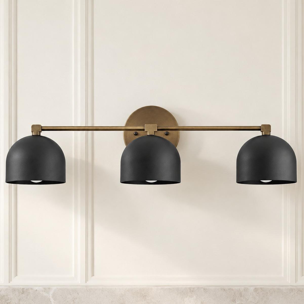 Astair Nordic Metal Deep Dome Vanity Wall Sconce in Rustic Brass