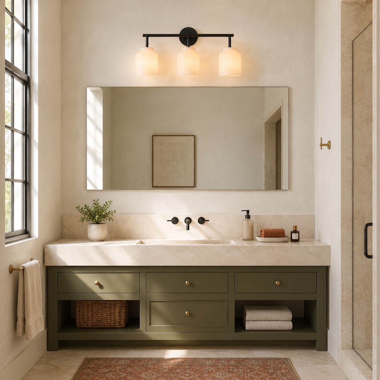 Drilon Modern 3-Light Milk Glass Bathroom Sconce