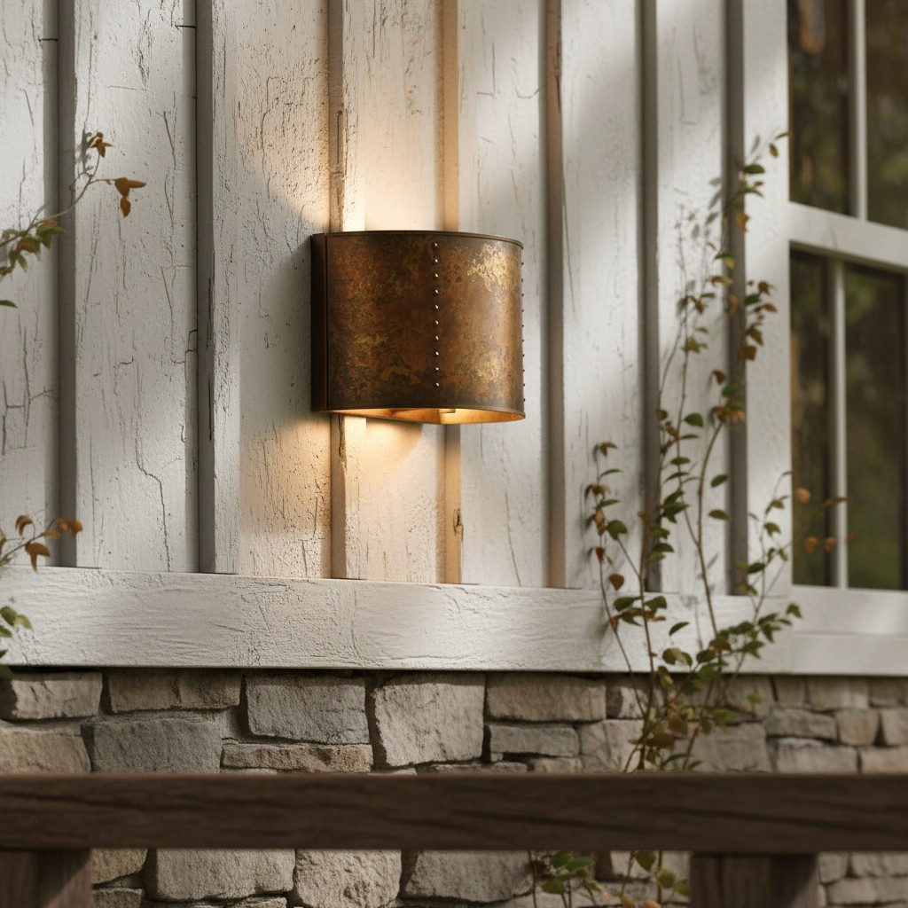 Sharon Industrial Textured Curve Brass Wall Light