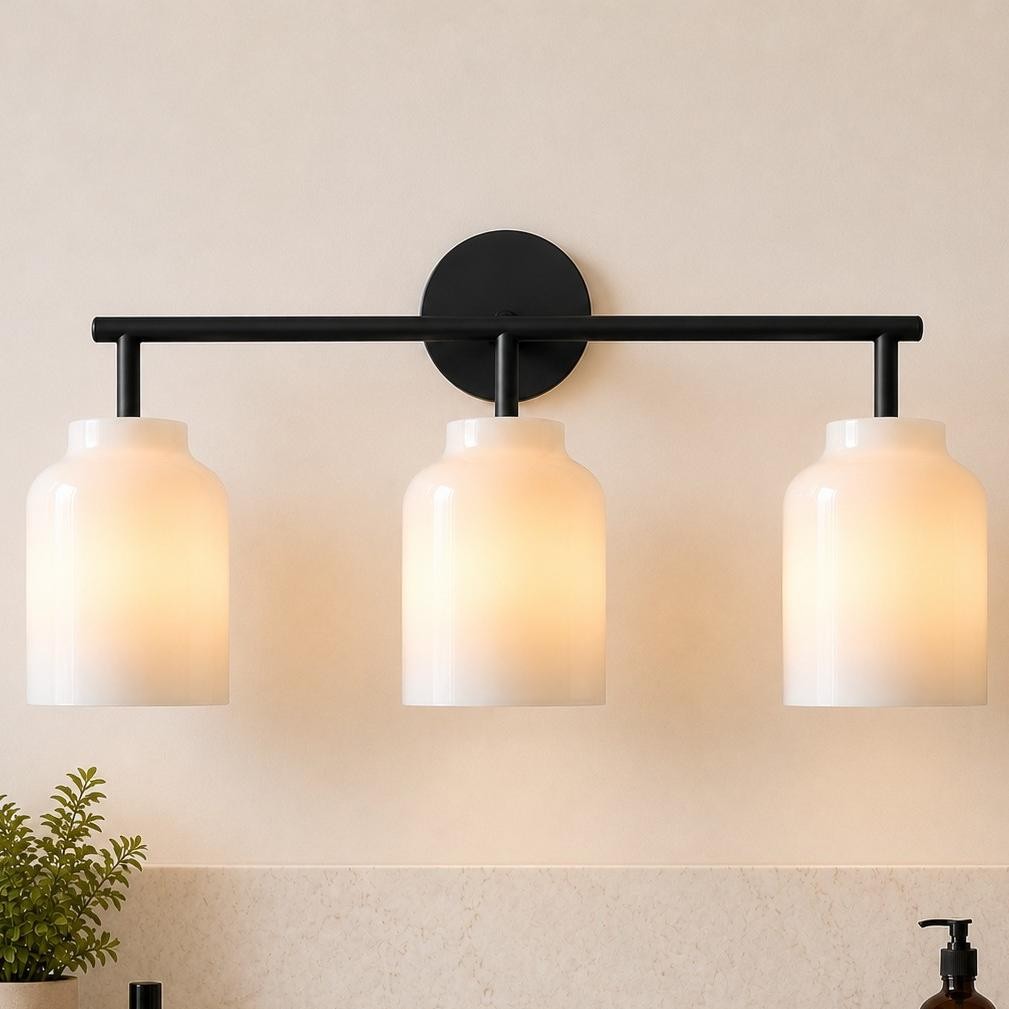 Drilon Modern 3-Light Milk Glass Bathroom Sconce