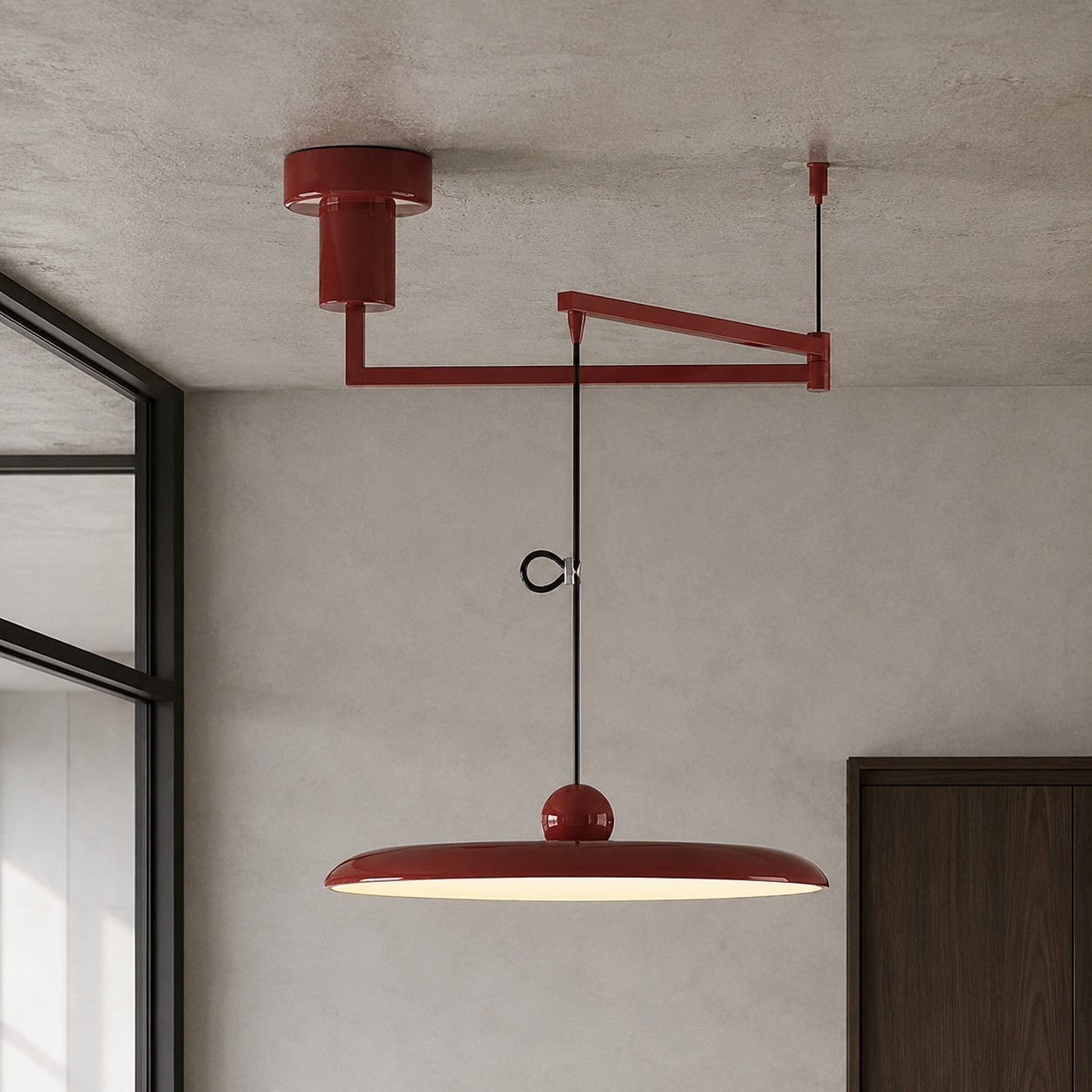 Delphin Colorful Swing Arm Flying Saucer Pendant Light