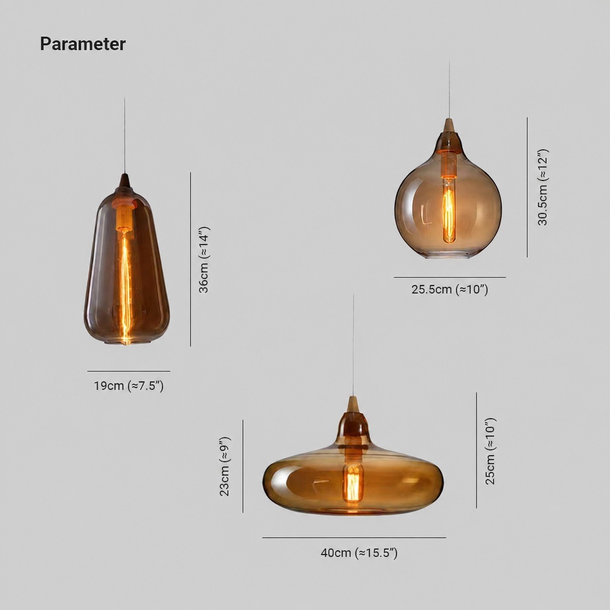 Zyren Modern Art Amber Glass Pendant Light