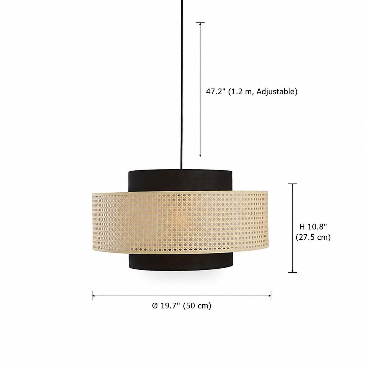 Nivara Rattan Linen Double Drum Pendant Light