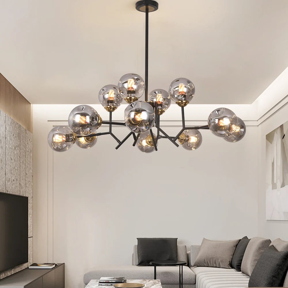 Breckett Modern Smoky Gray Glass Sputnik Chandelier