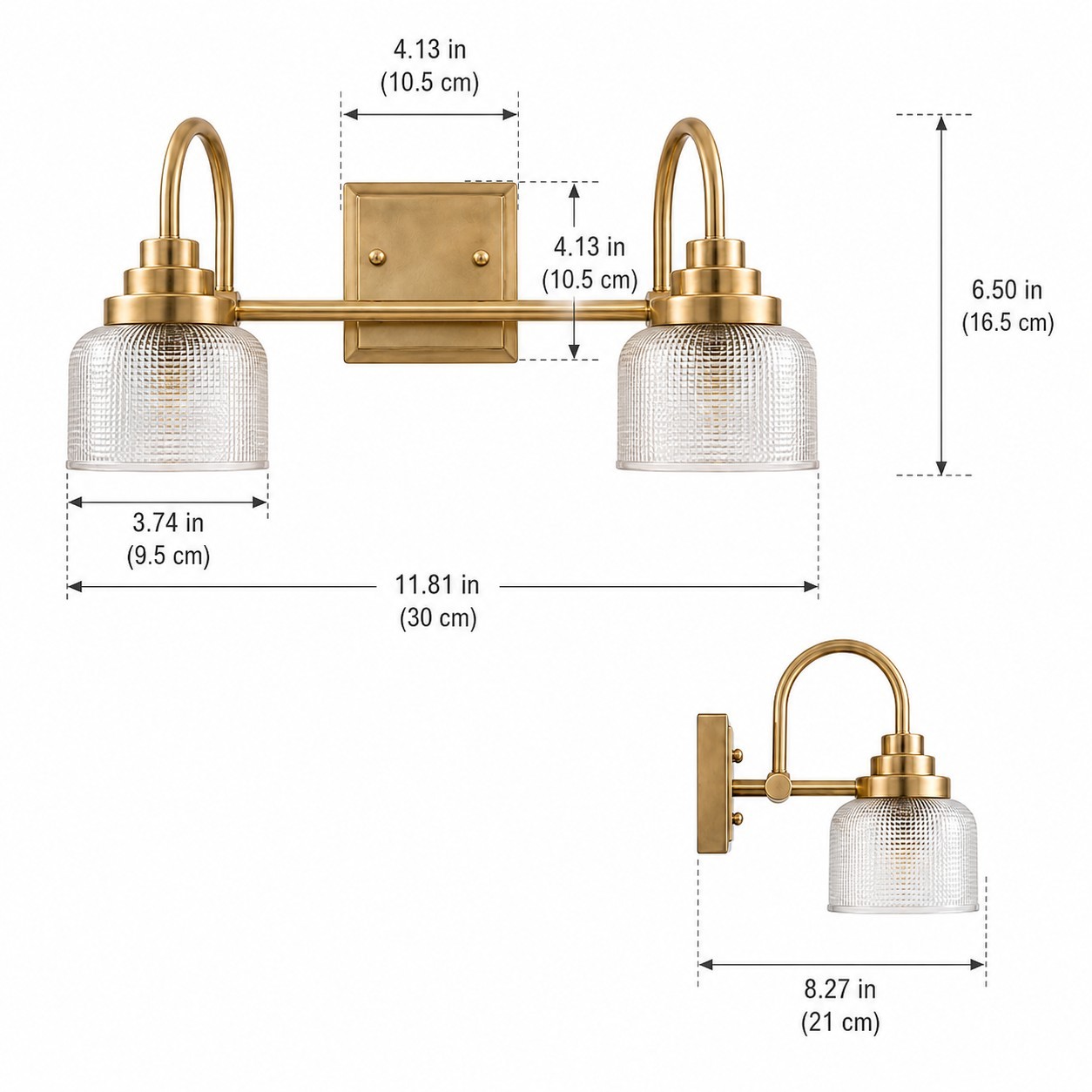 Julian Farmhouse Brass Texture Transparent Glass Sconces