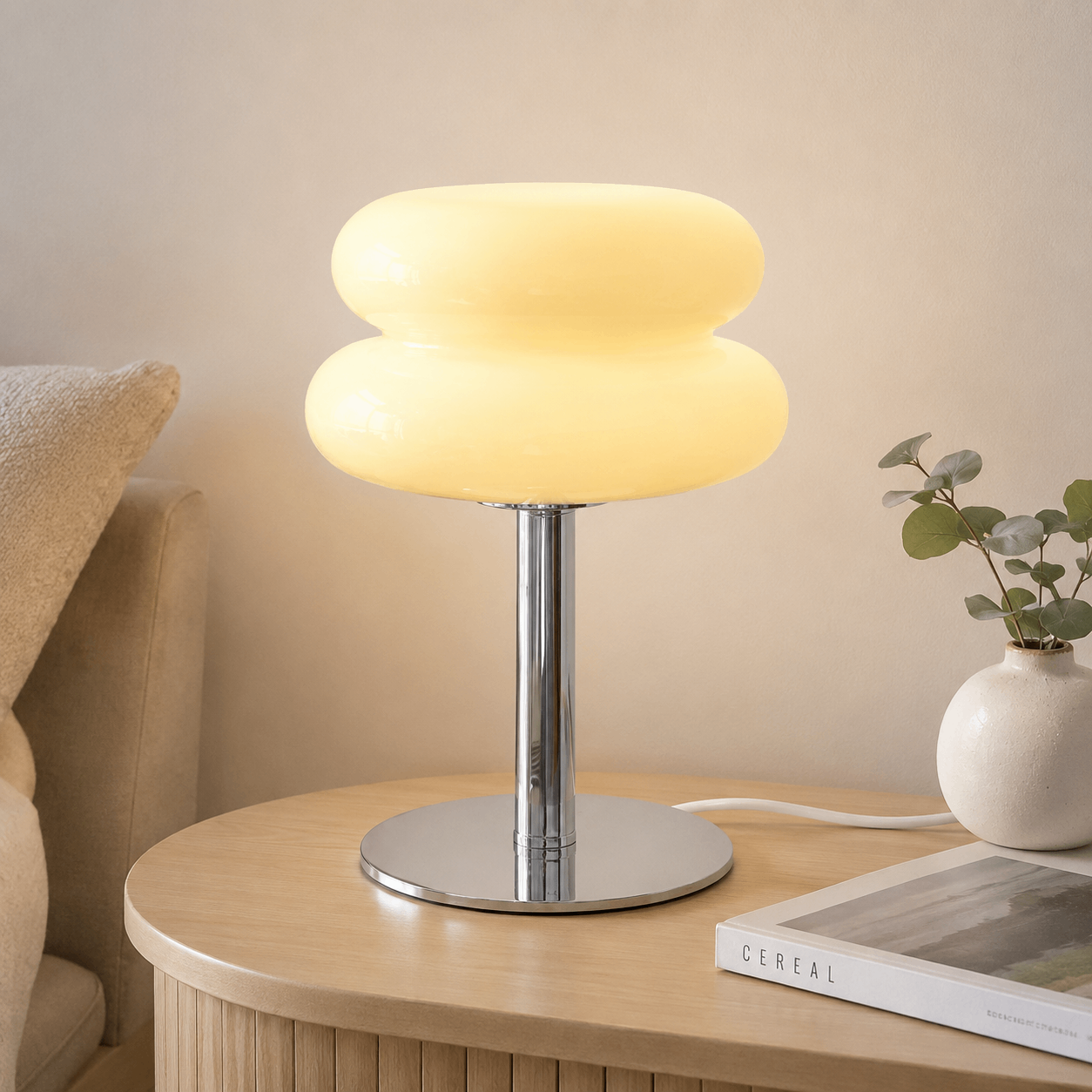 Josie Cream Glass Bauhaus Style Table Lamp