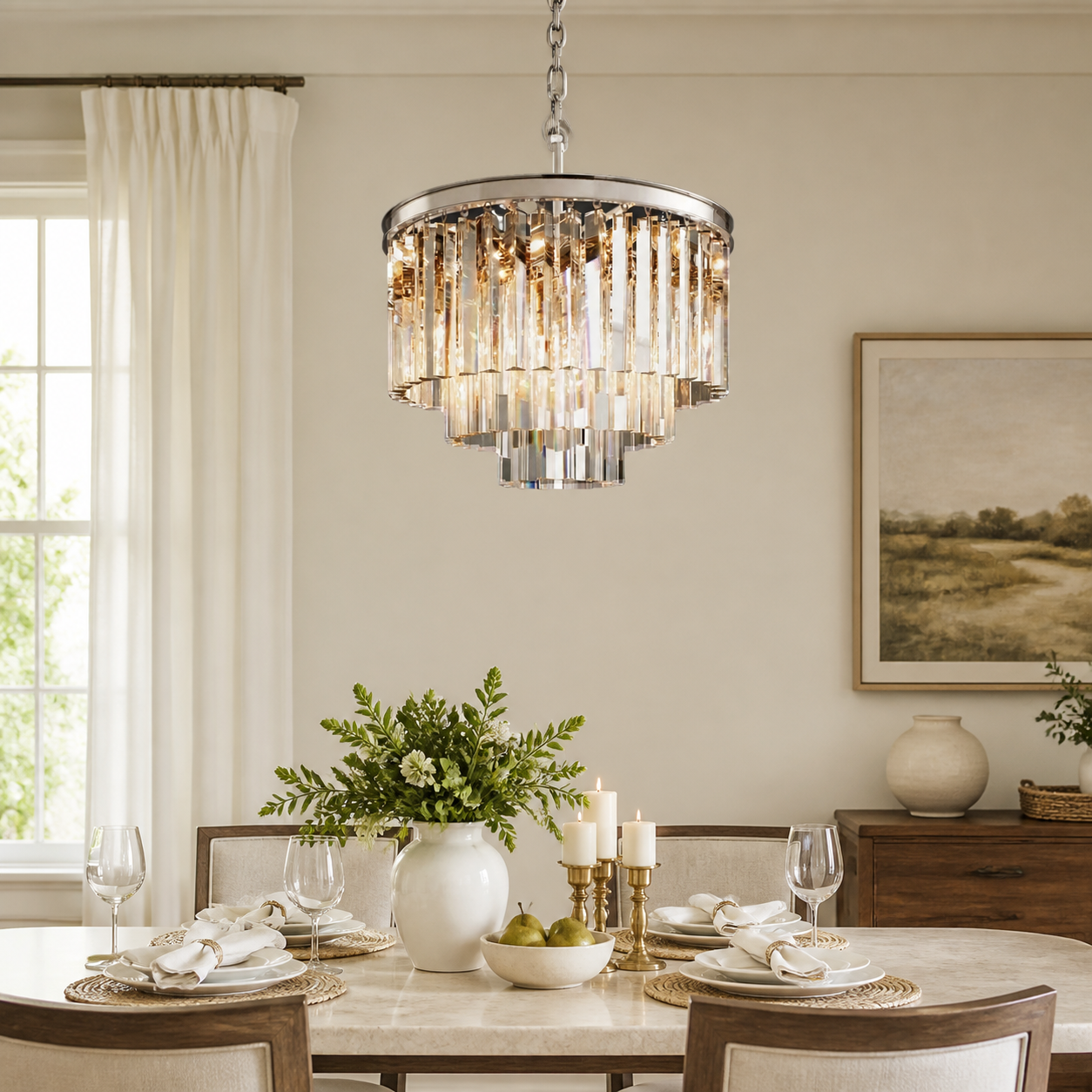 Guinevere Vintage Luxury Tiered Round Crystal Chandelier