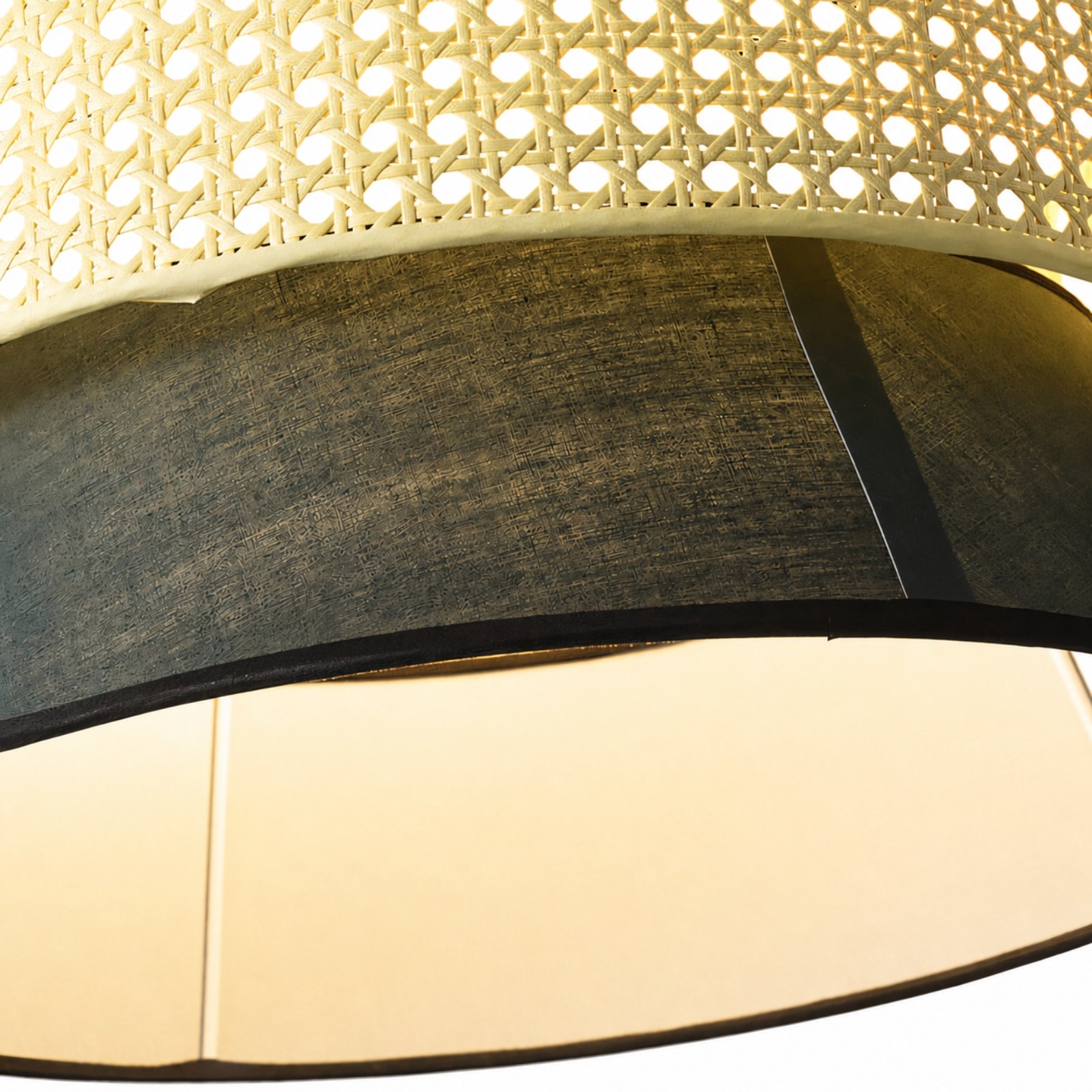 Lyzar Rustic Tiered Rattan Fabric Pendant Light