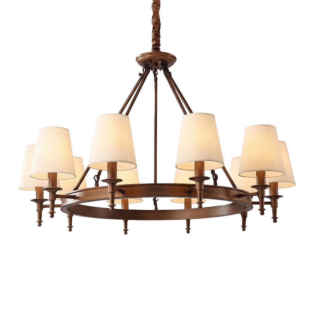 Yasmin Antique Brass Wagon Wheel Chandelier
