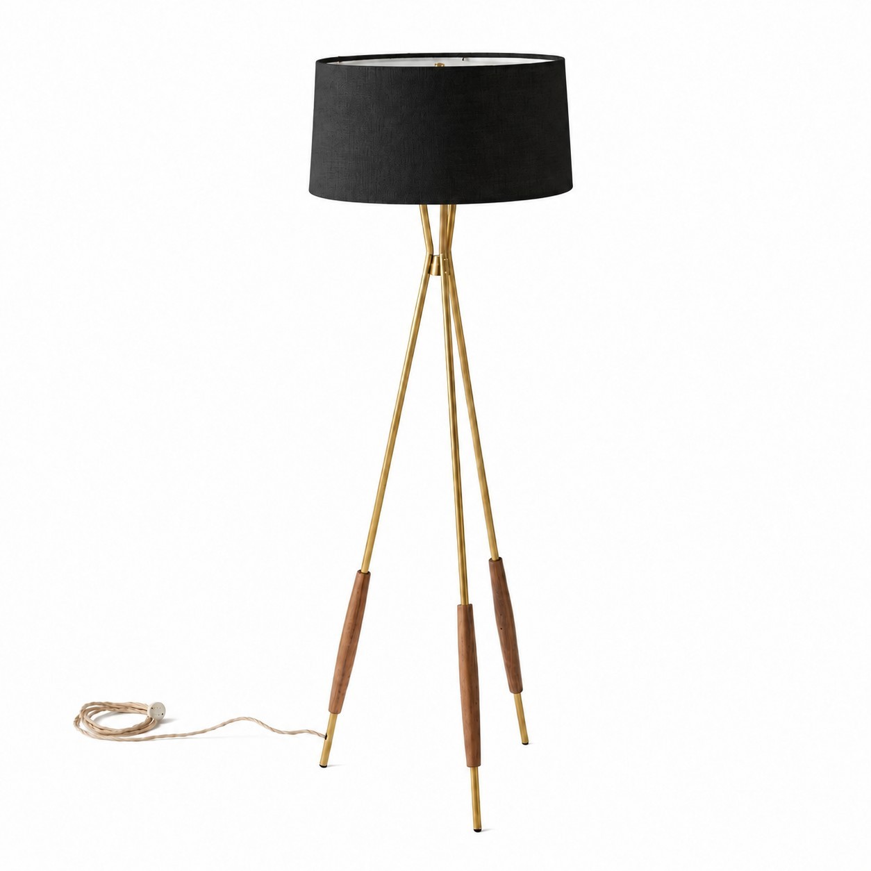 Kimaya Japanese Wabi Sabi Wood Tripod Floor Lamp