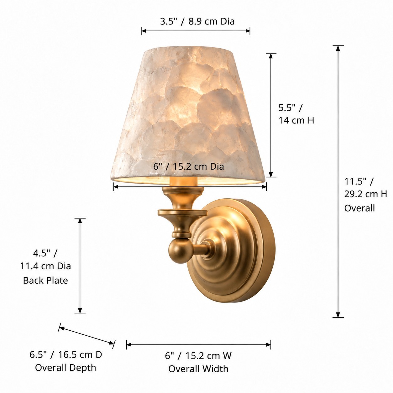 Joel Retro Brass Shell Shade Wall Sconce
