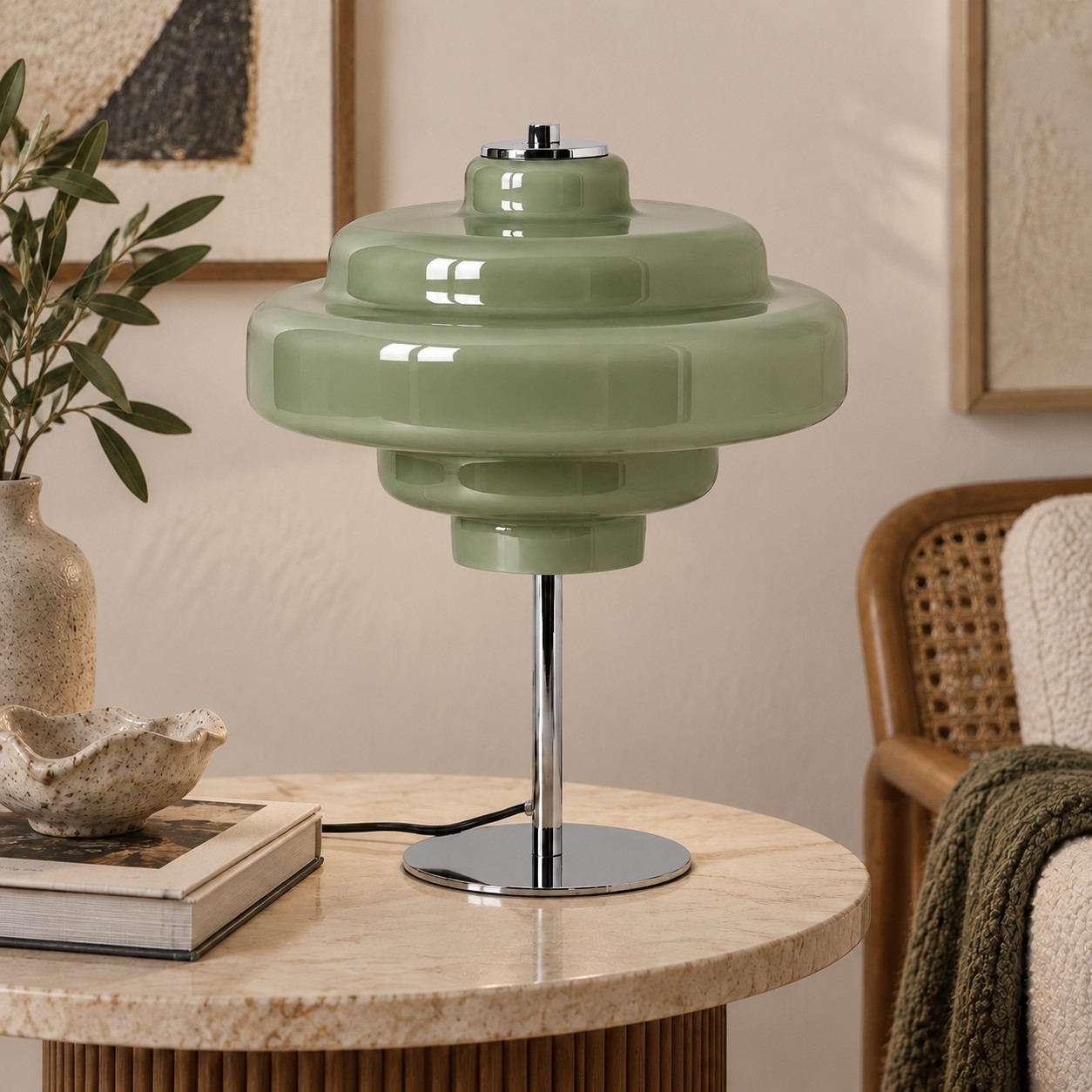 Yves Retro Multiple Colors Tiered Glass Table Lamp
