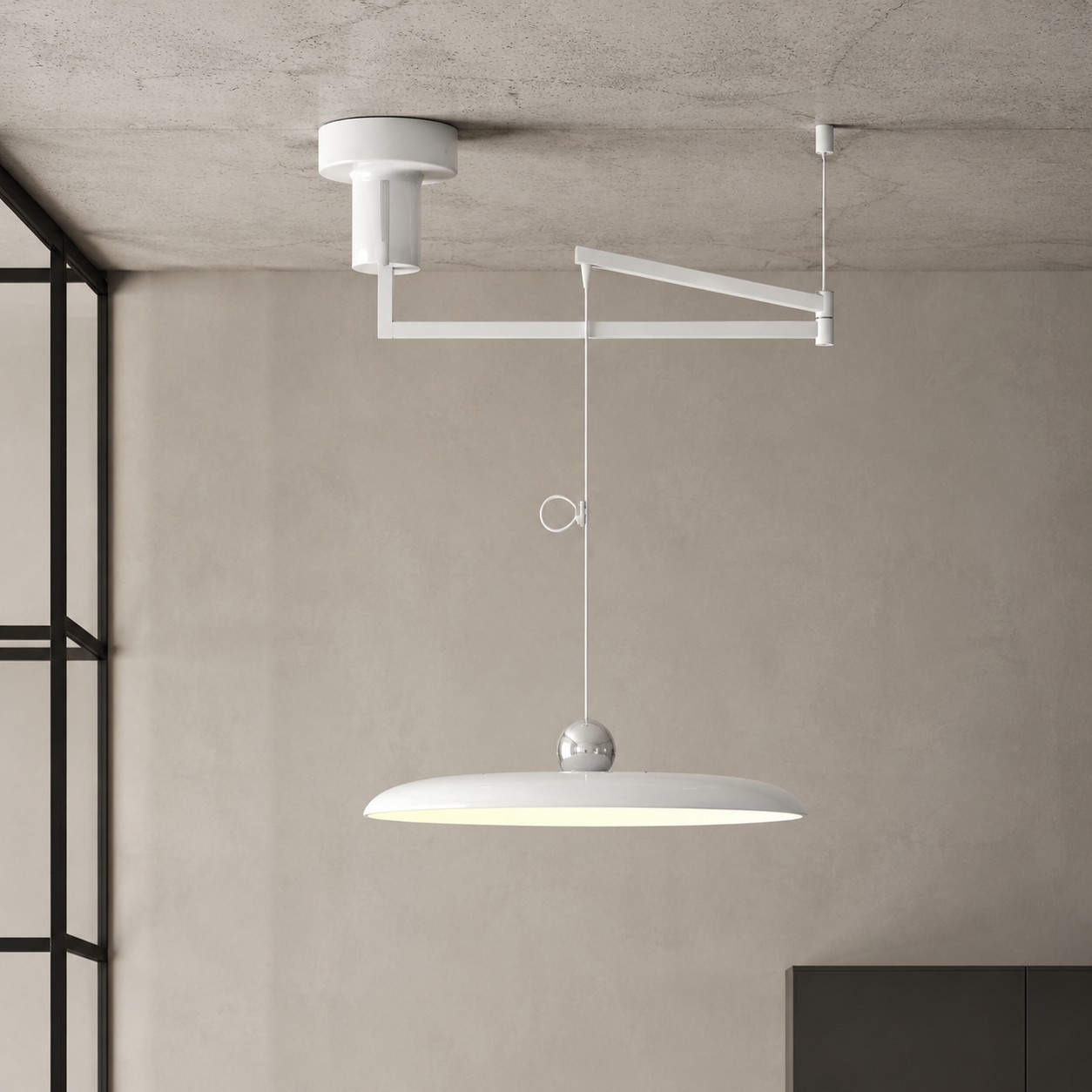 Delphin Colorful Swing Arm Flying Saucer Pendant Light