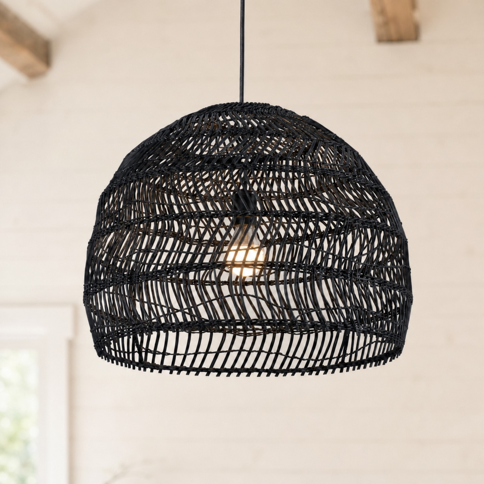 Juno Scandinavian Boho Woven Wicker Rattan Pendant Light