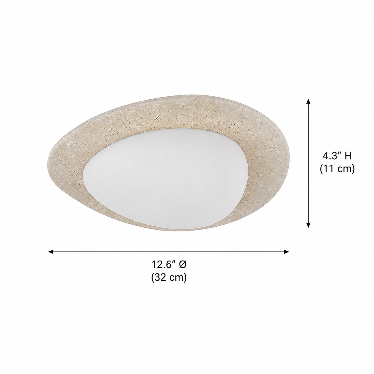 Odette Pebble-Shaped Travertine LED Flush Mount Ceiling Light