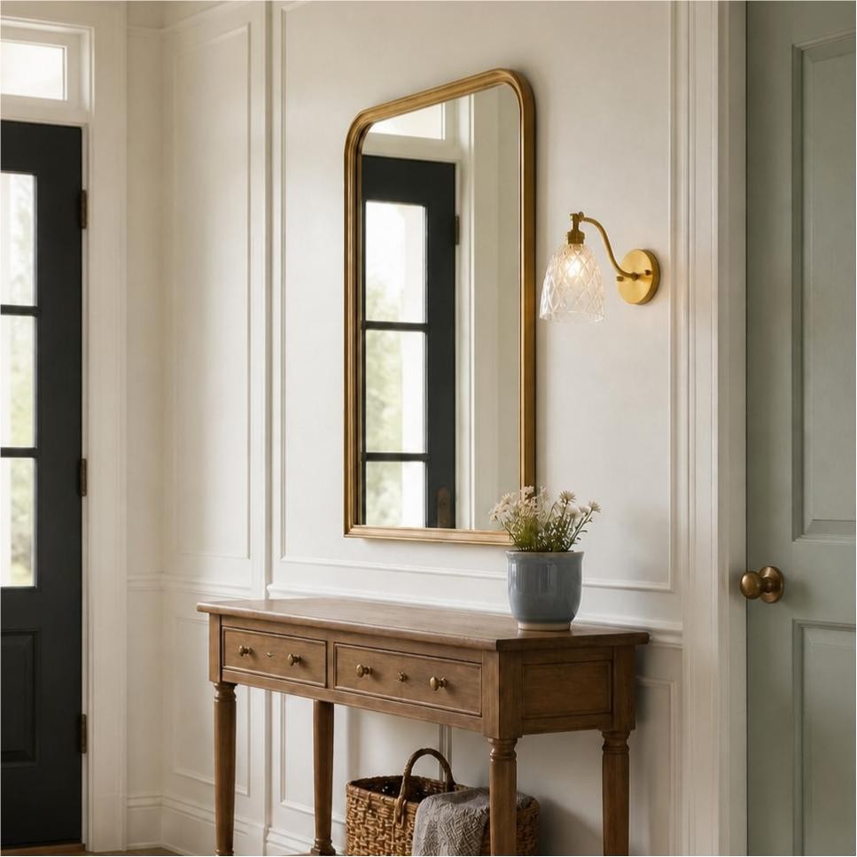 Alaric French Brass And Glass Wall Sconce