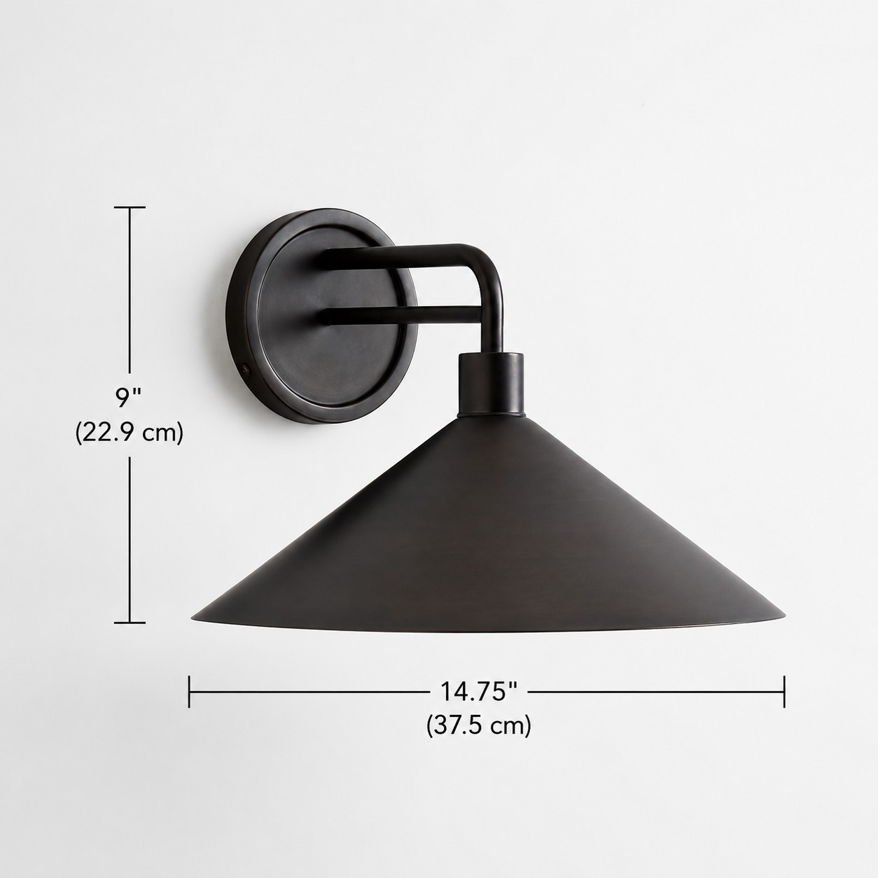 Kemp Industrial Black Brass Metal Indoor/Outdoor Wall Light