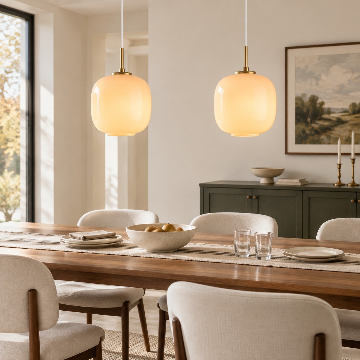Louis Cream Stained Glass Globe Pendant Light