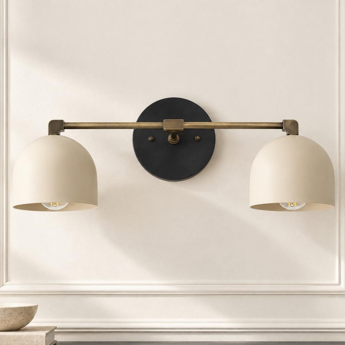 Astair Nordic Metal Deep Dome Vanity Wall Sconce in Rustic Brass