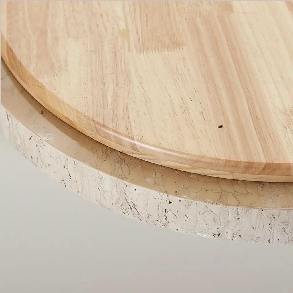 Veyran Minimalist Travertine Round LED Flush Mount Ceiling Light