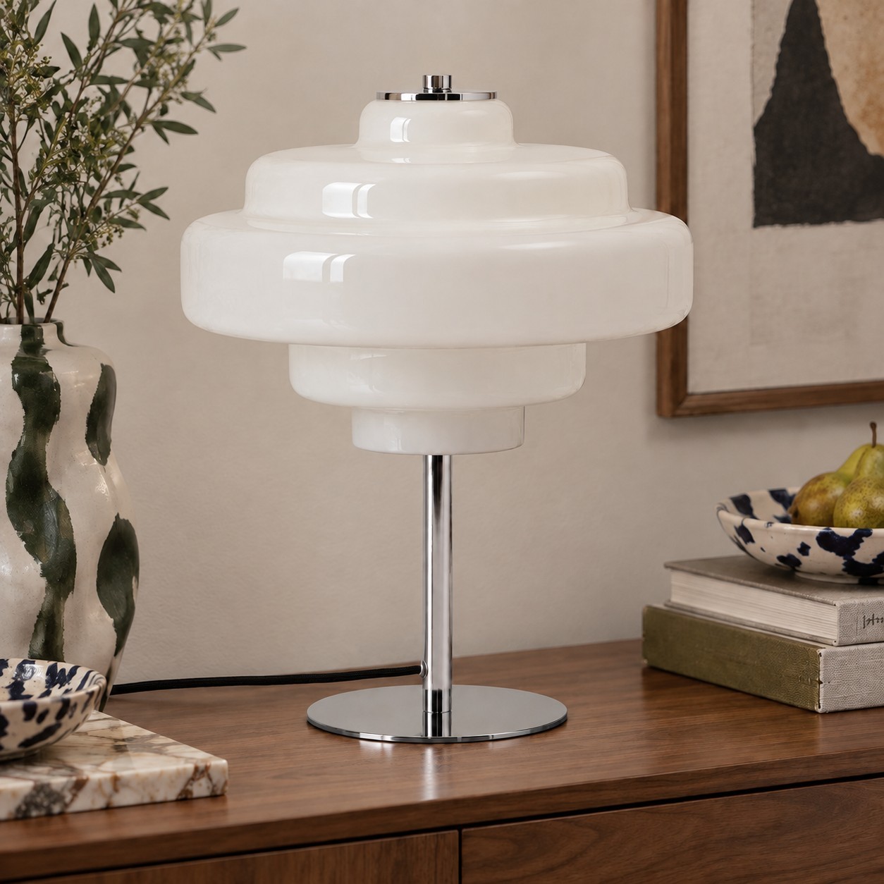 Yves Retro Multiple Colors Tiered Glass Table Lamp
