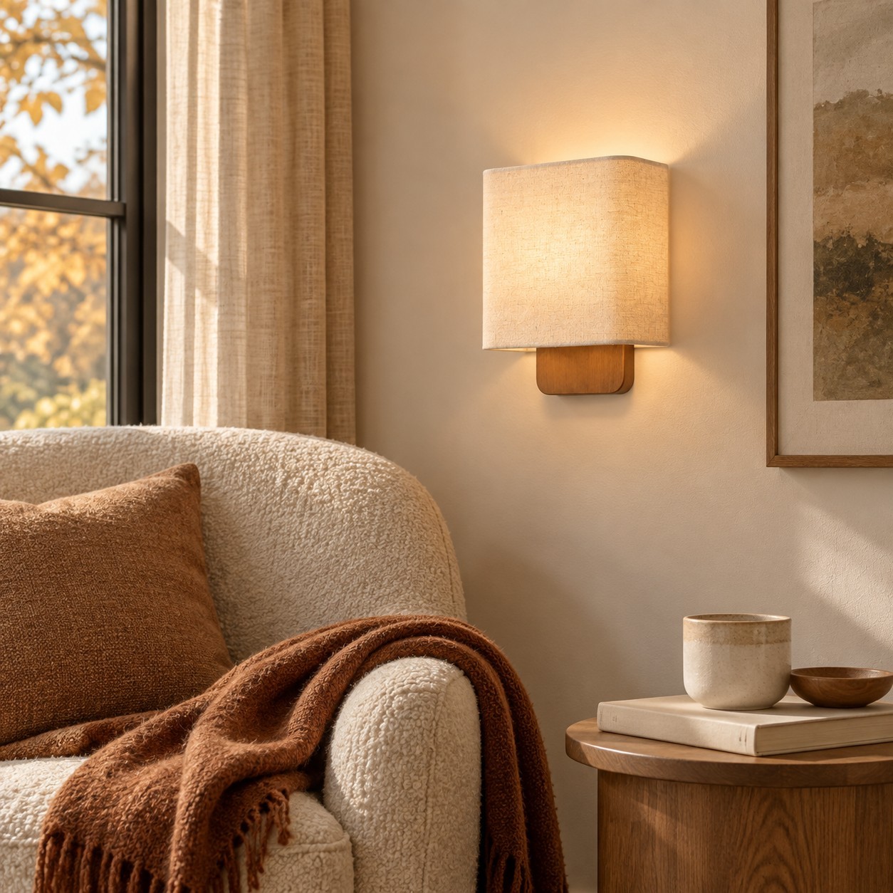 Ondine Modern Linen Fabric Shade Wall Sconce