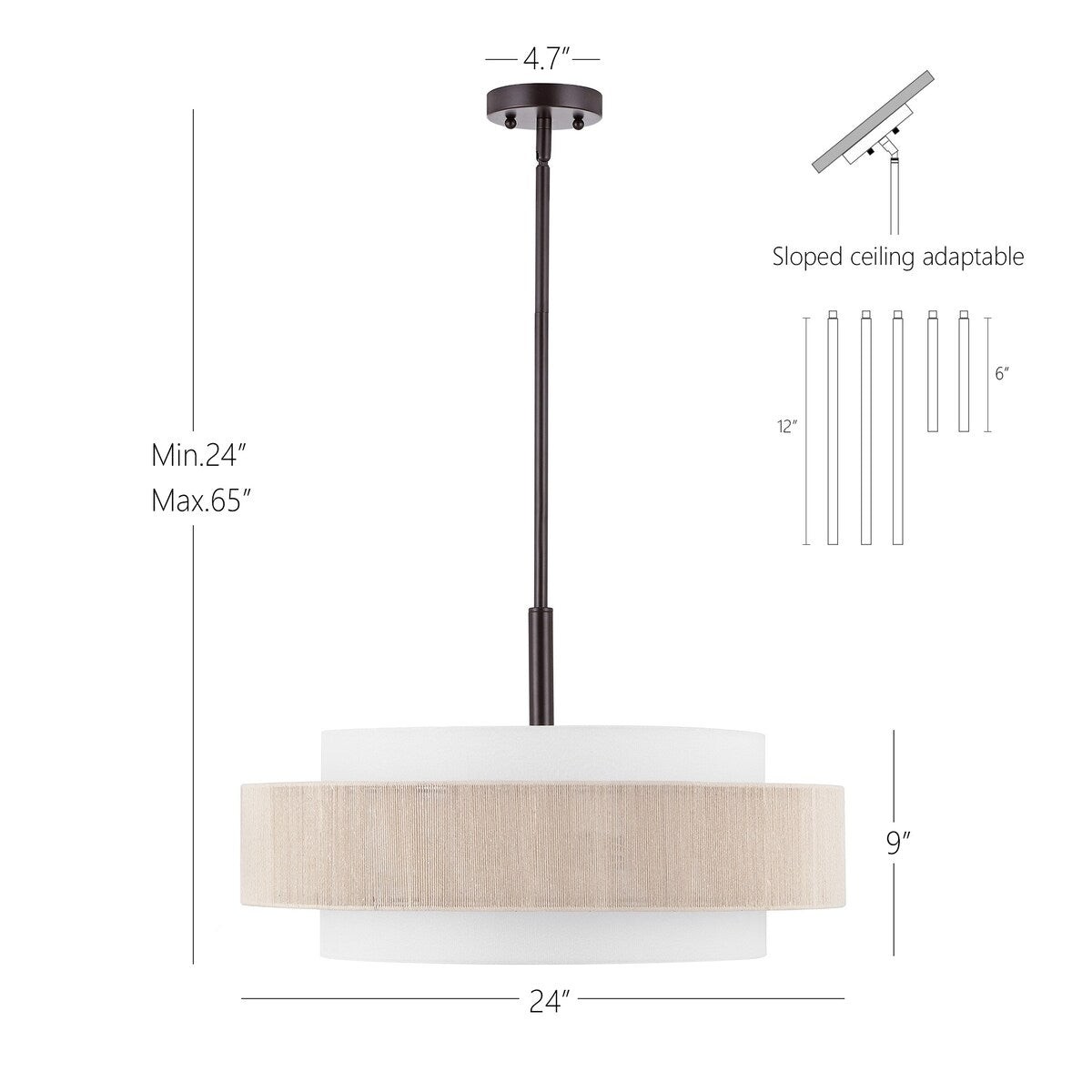 Tim Scandinavian Tiered Fabric Drum Chandelier