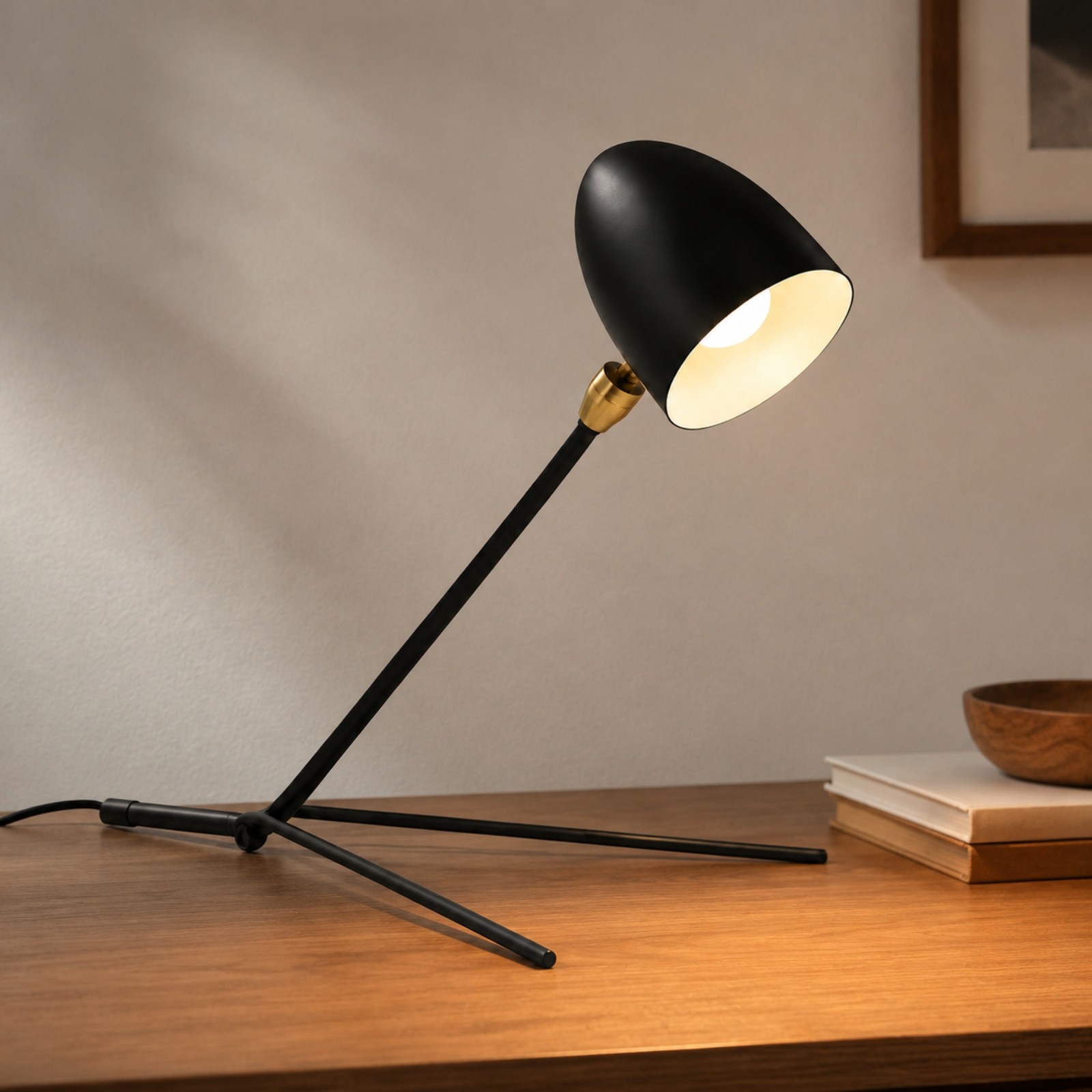 Vanessa Mid-Century Modern Metal Tripod Table Lamp
