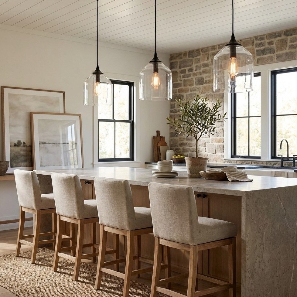 Declan Modern Bell Shaped Glass Pendant Light