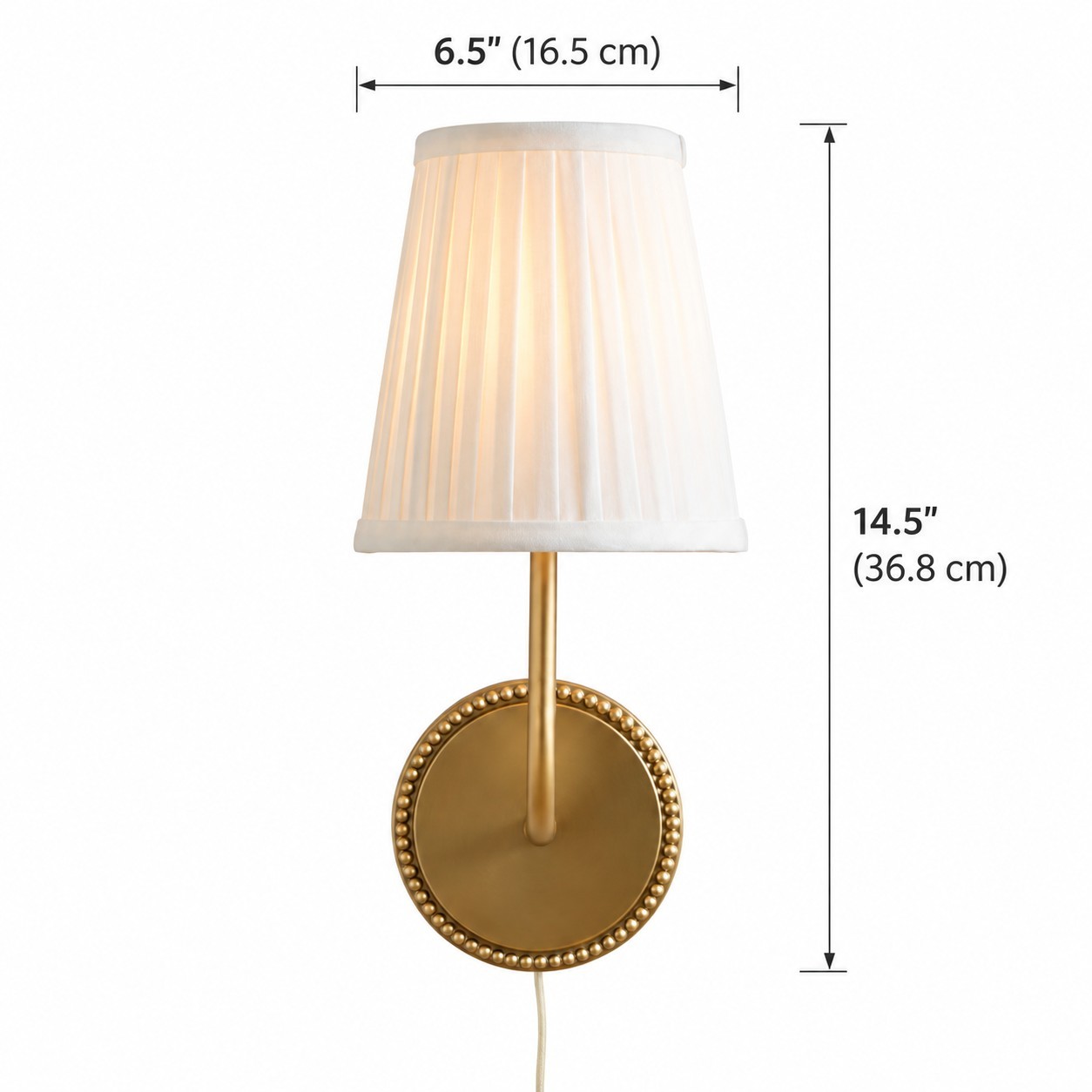 Veluna Vintage Brass Fabric Cone Wall Sconce