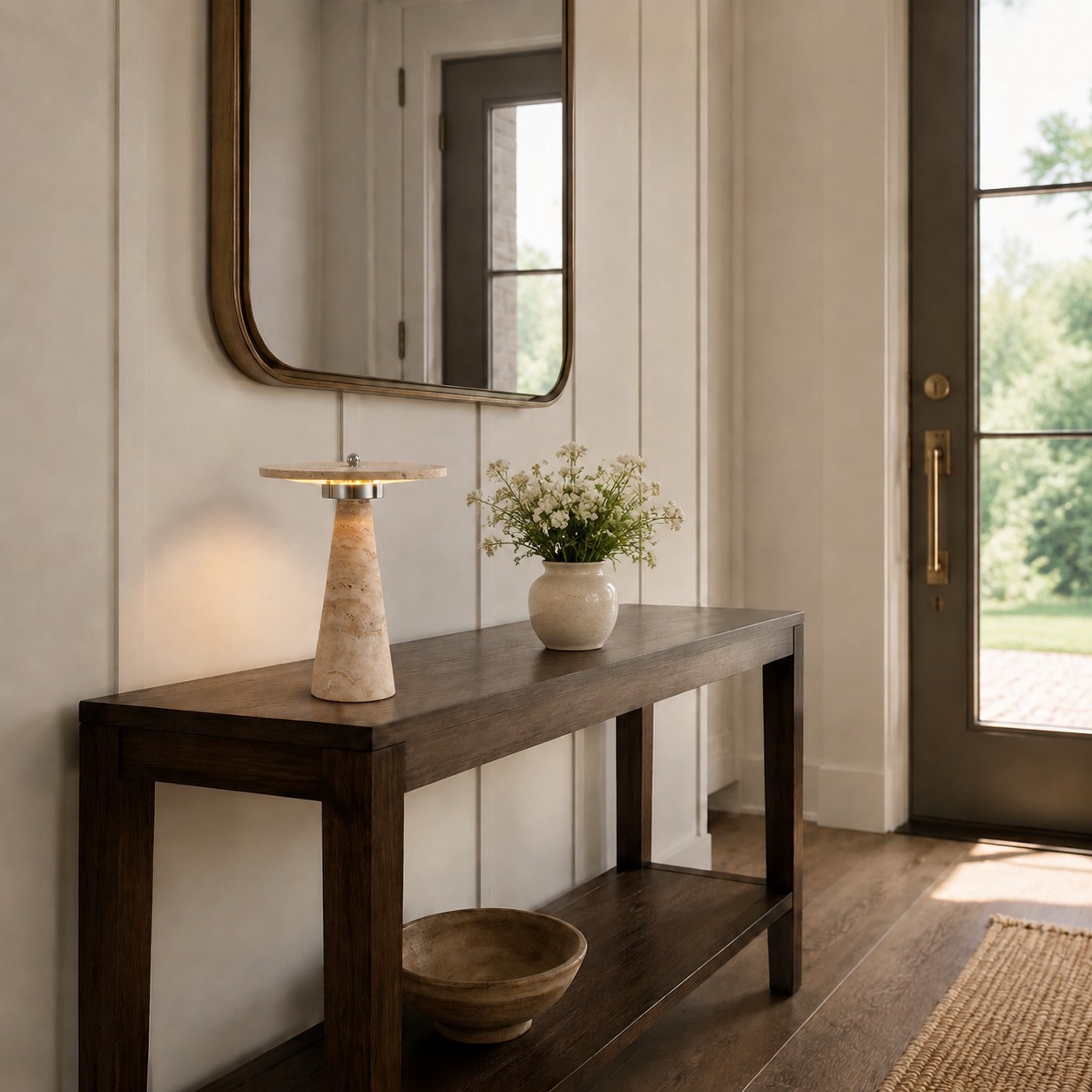 Aelwen Wabi Sabi LED Travertine Disc Table Lamp