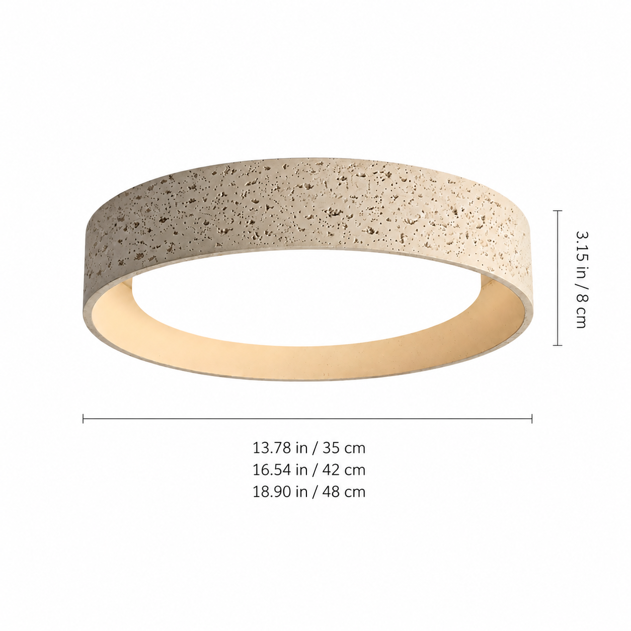 Ansel Wabi Sabi LED Travertine Round Flush Mount Ceiling Light