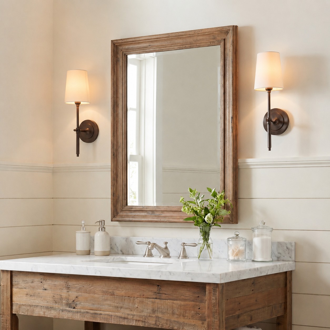 Ozuma One Light Wall Sconce with Linen Shade