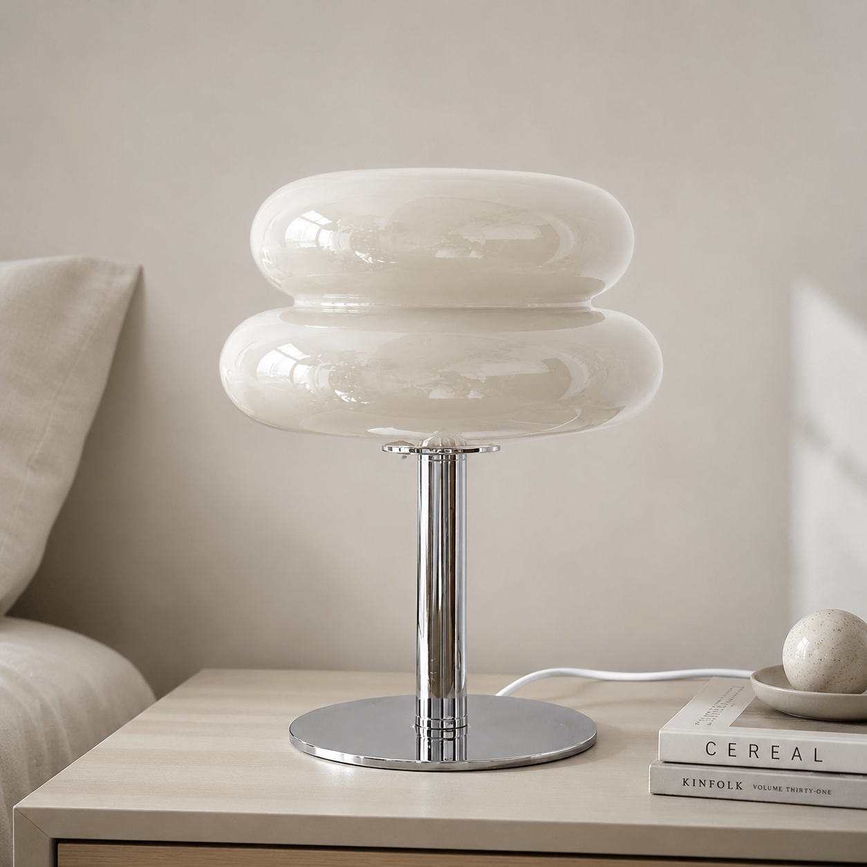 Josie Cream Glass Bauhaus Style Table Lamp