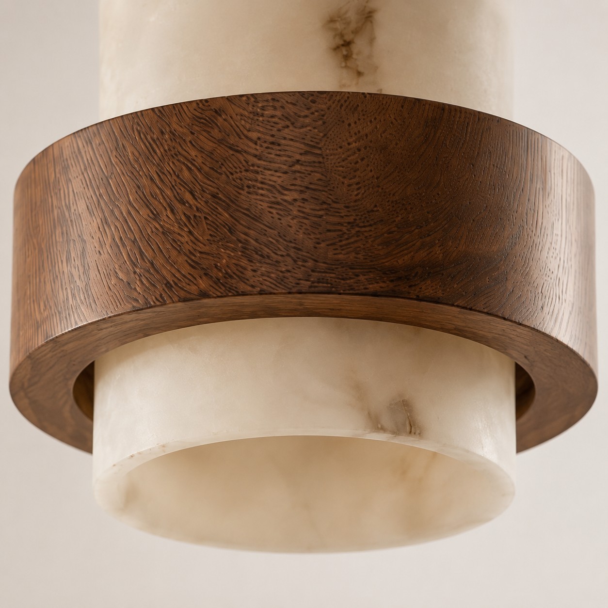 Sienna Wabi Sabi Wood and Alabaster Layered Pendant Light