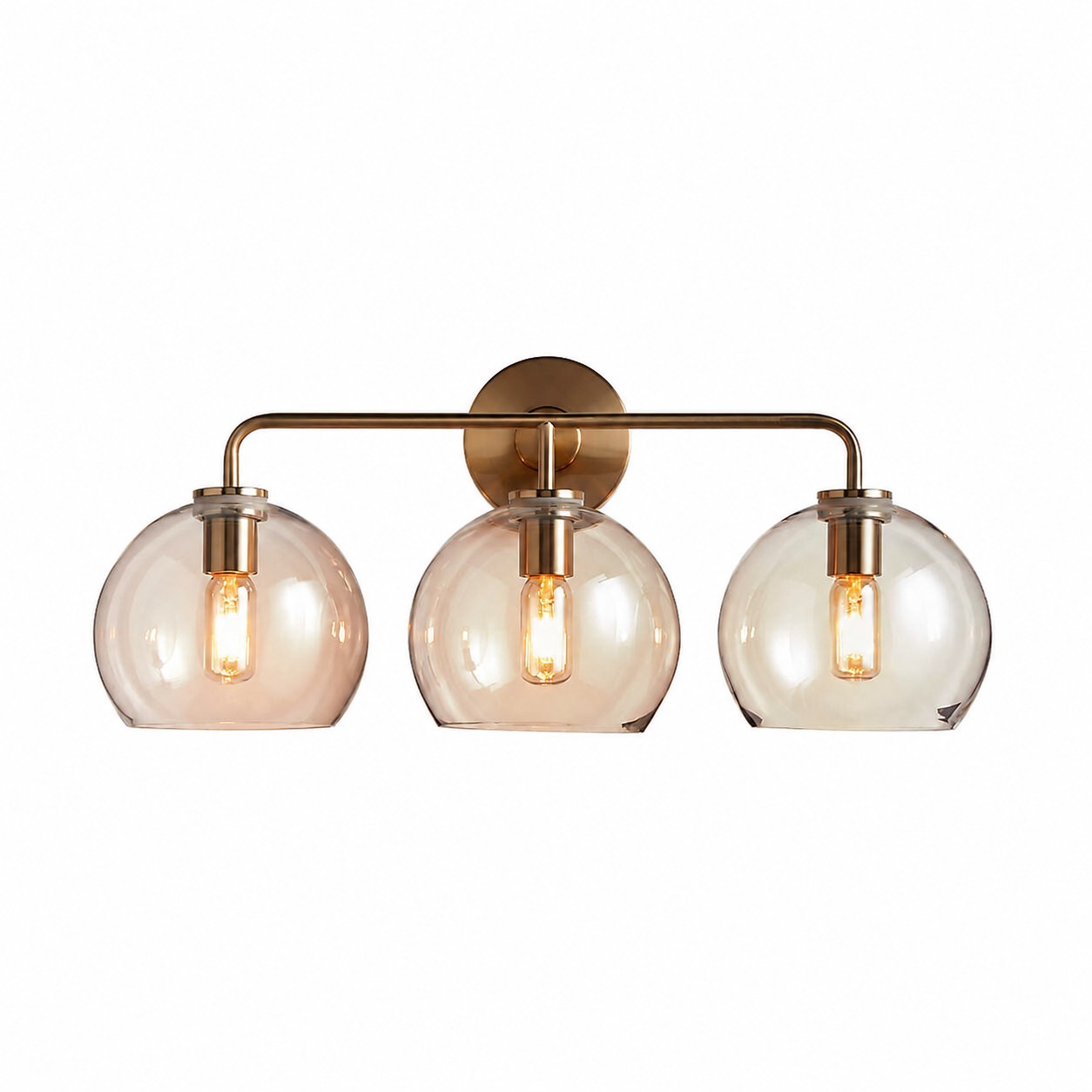 Konig Minimalist 3-Light Round Shade Brass Glass Wall Light