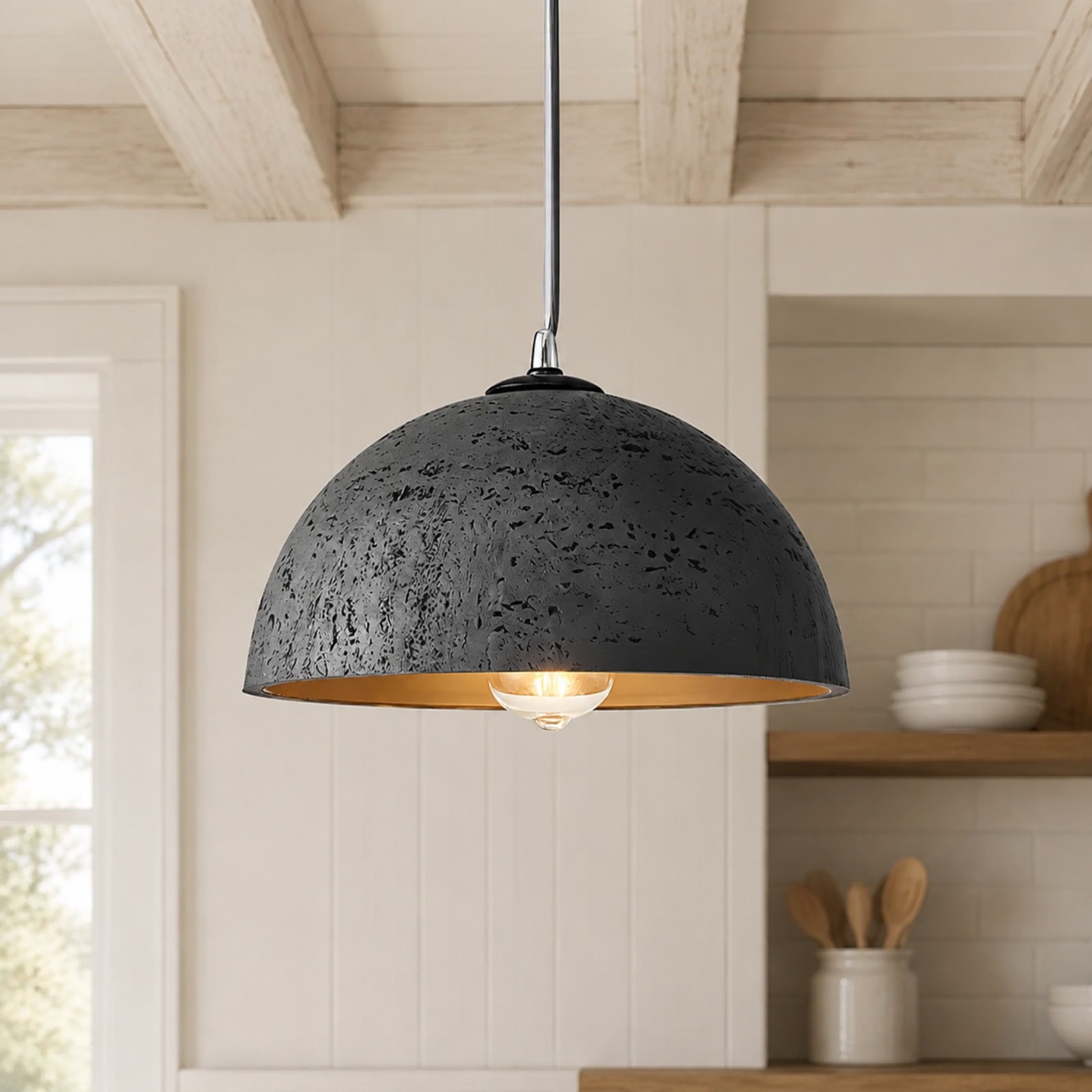 Luran Wabi Sabi Dome Stone Pendant Light