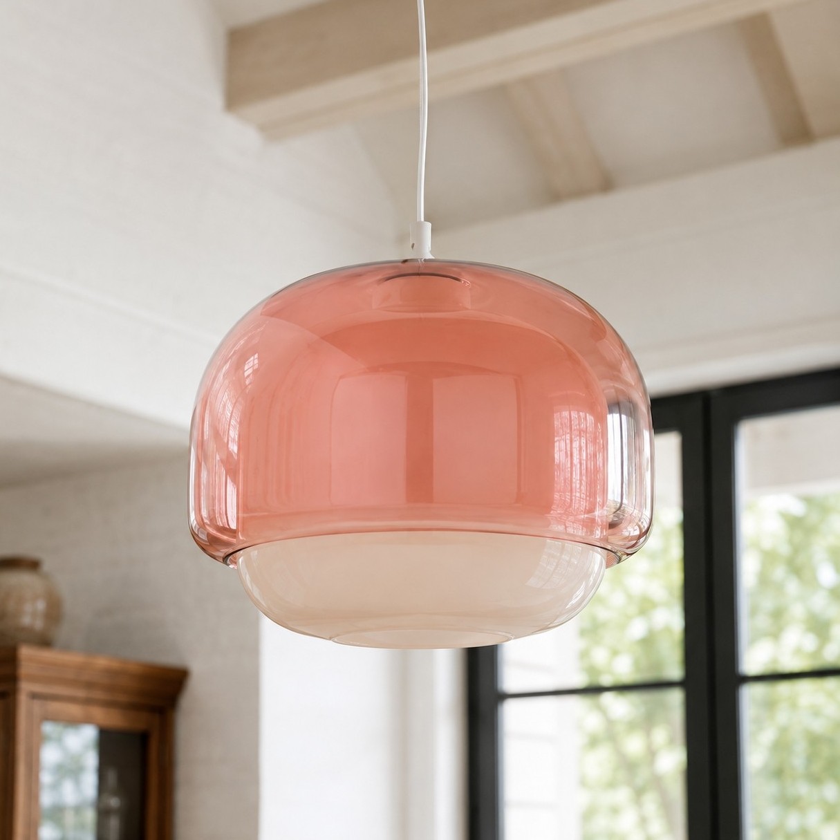 Vexlynn Scandinavian Round Dual-Layer Tinted Glass Pendant Light