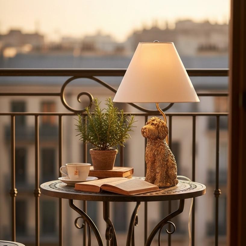 Aurea Unique Animal Table Lamp - Dog Sculptural Accent Lighting for Bedroom & Living Room