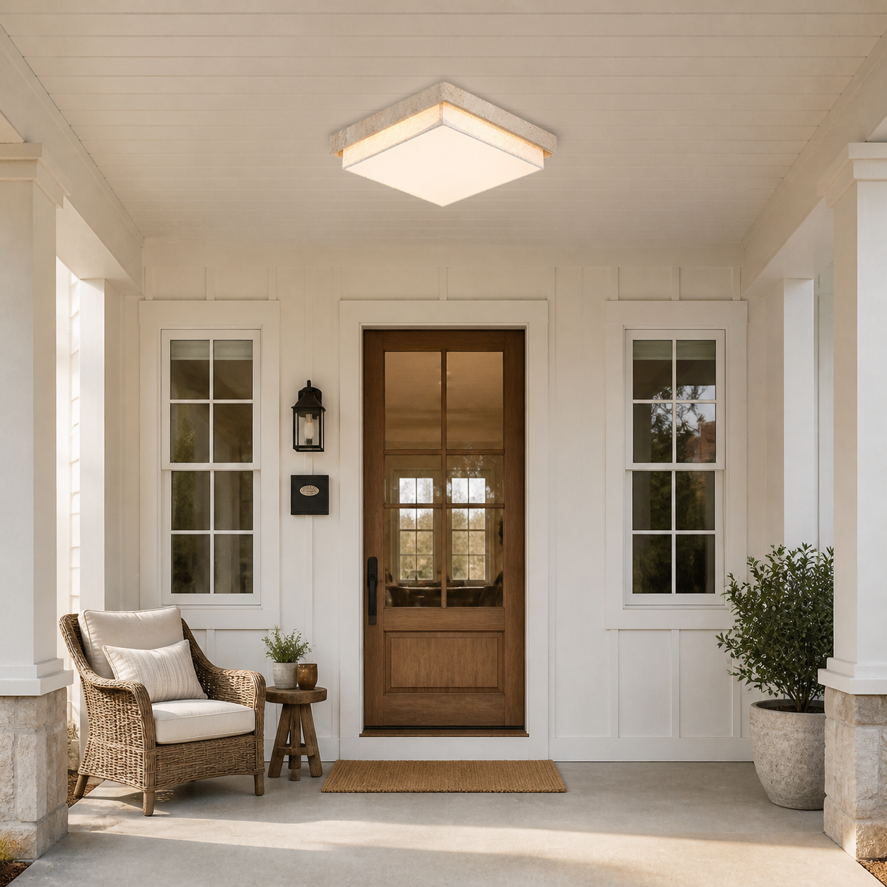 Cavell Wabi Sabi Travertine Flush Mount Ceiling Light