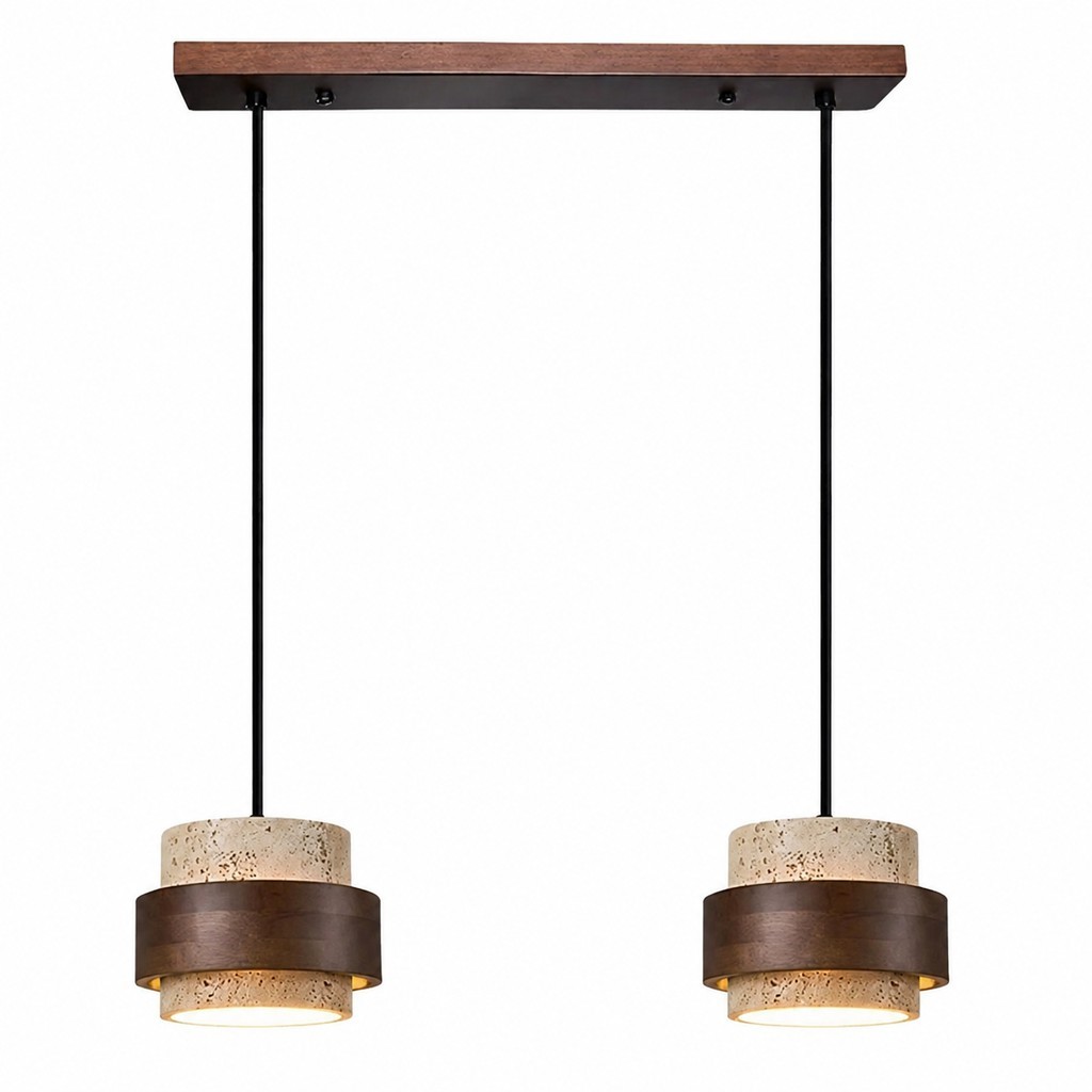 Timothy Wabi Sabi Cylindrical Travertine Pendant Light