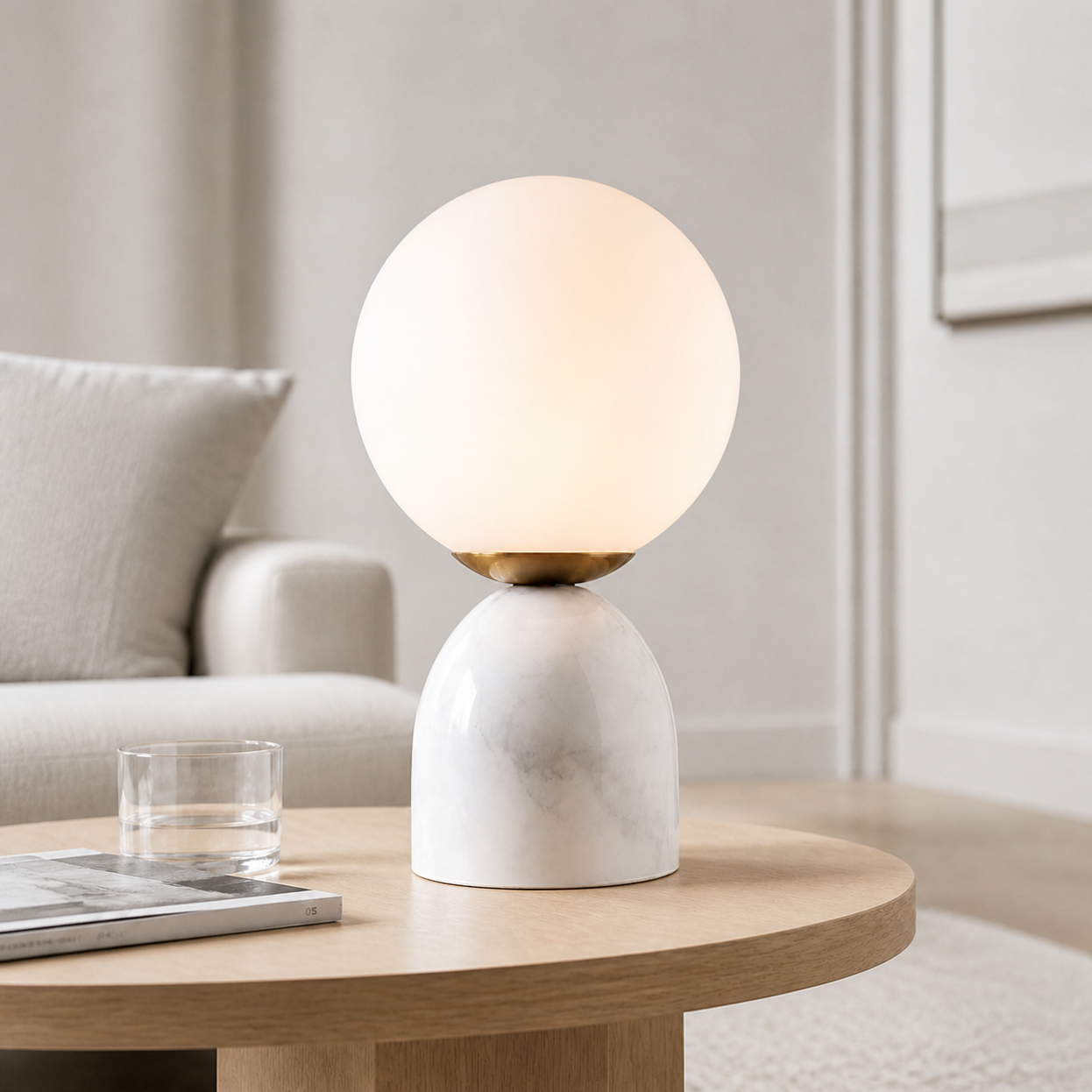 Aalia Nordic Small Marble Glass Orb Table Lamp