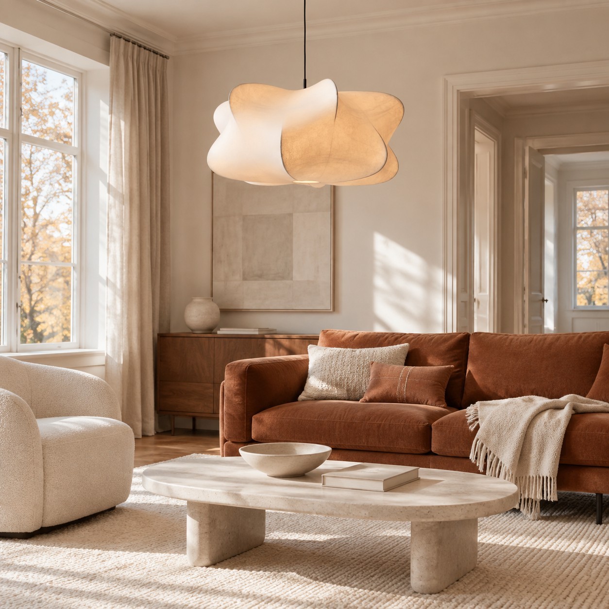 Orin Modern White Silk Cloud Pendant Light