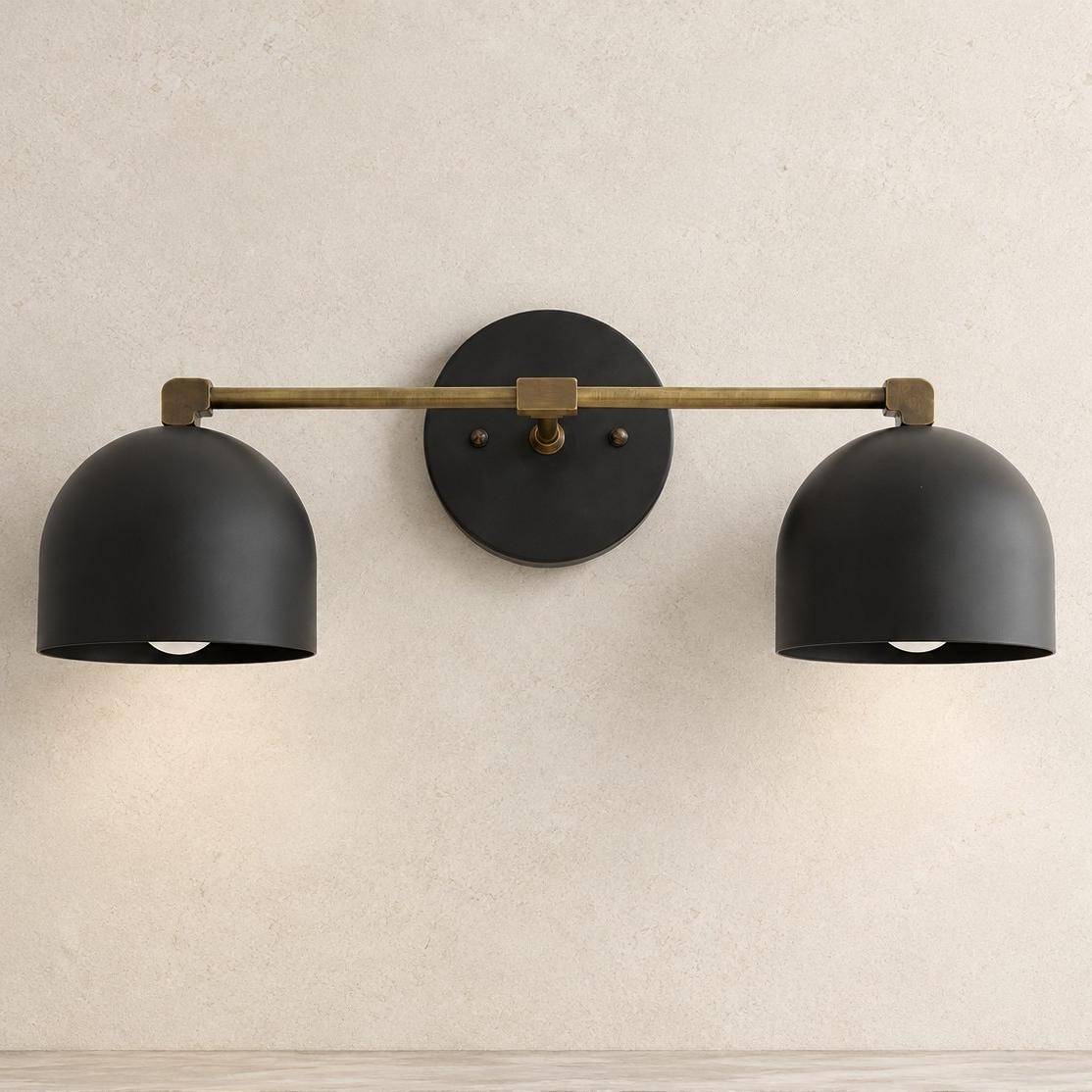 Astair Nordic Metal Deep Dome Vanity Wall Sconce in Rustic Brass