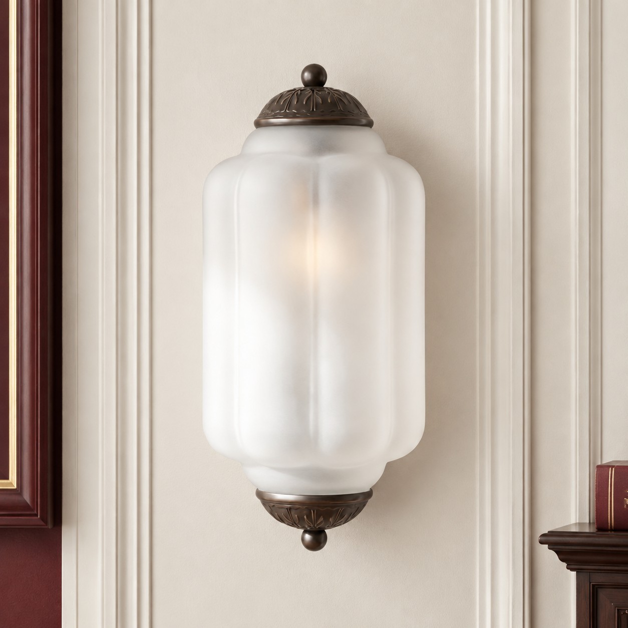 Michael Vintage Eloise Milk Glass Flush Wall Light
