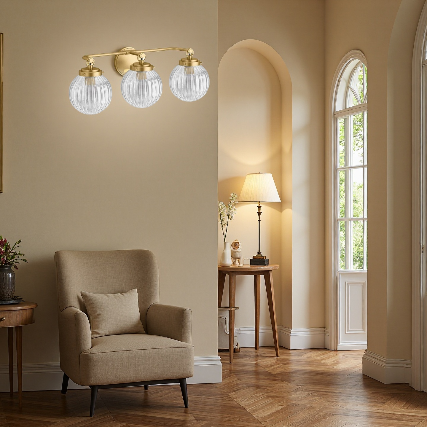 Briar Rustic Cooper Ribbed Glass Globe Sconce