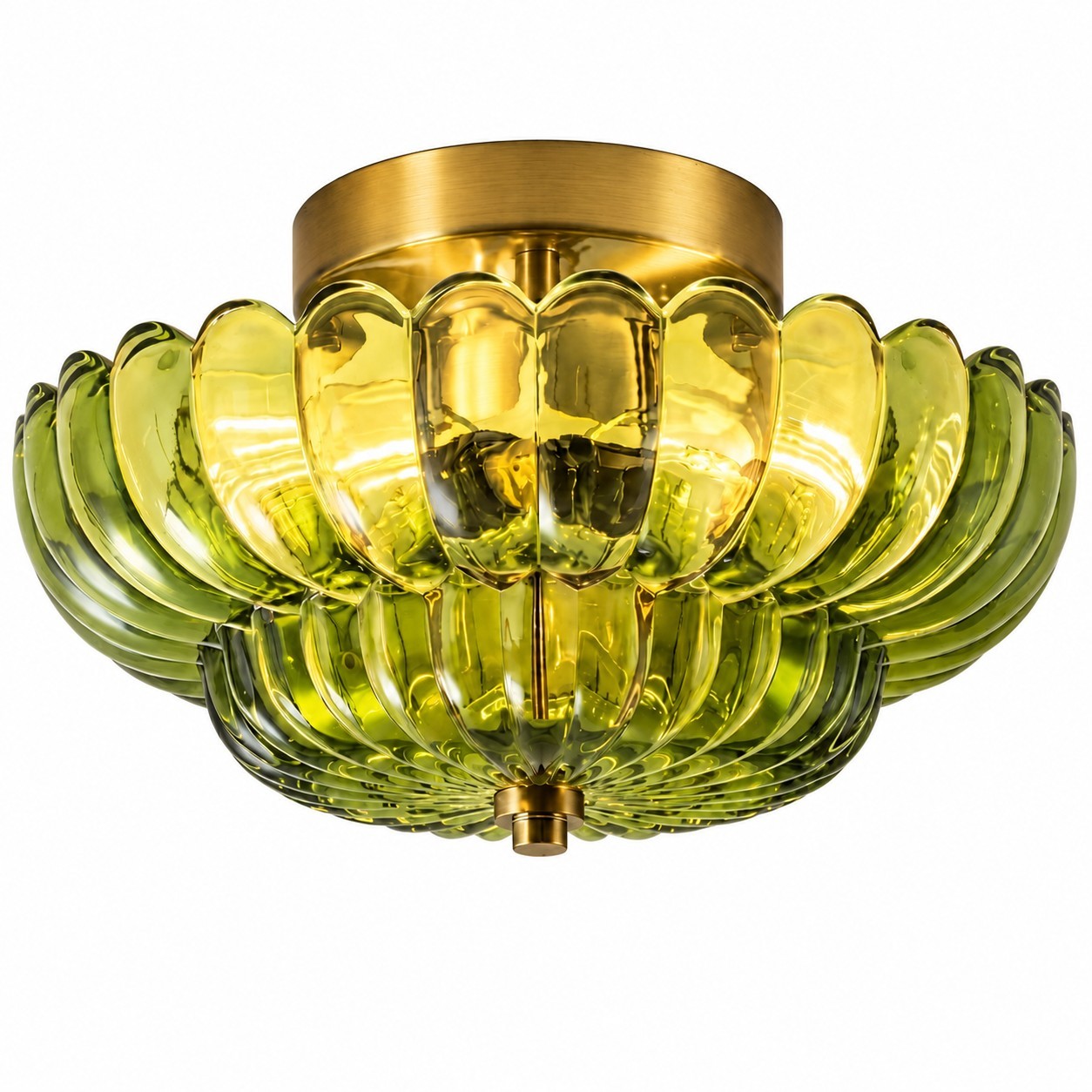 Raveena Vintage Amber Glass Semi Flush Mount Floral Ceiling Light