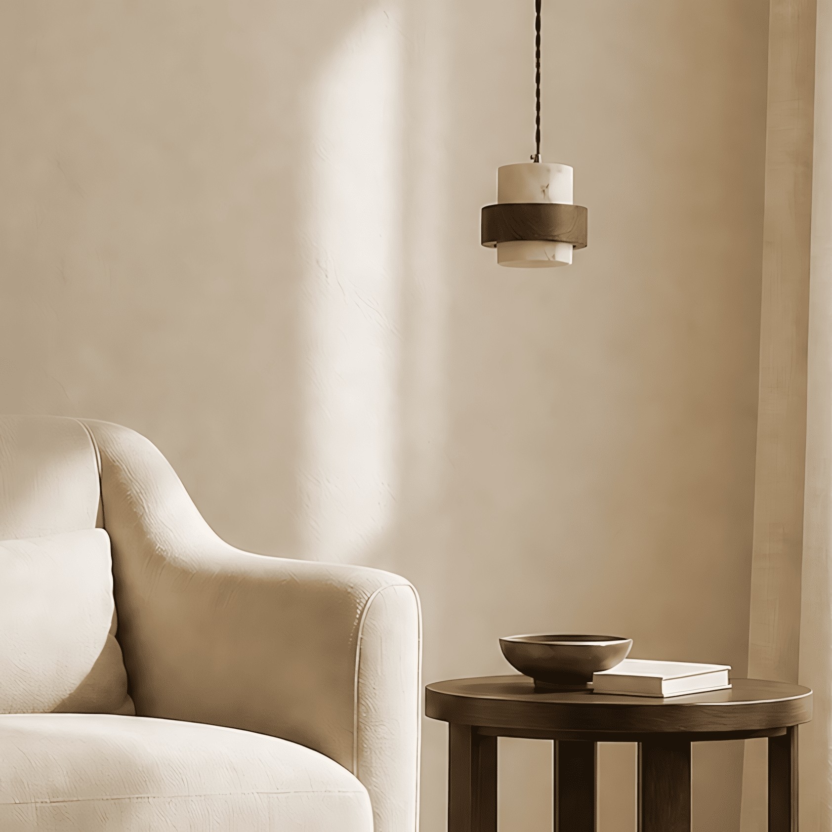 Sienna Wabi Sabi Wood and Alabaster Layered Pendant Light