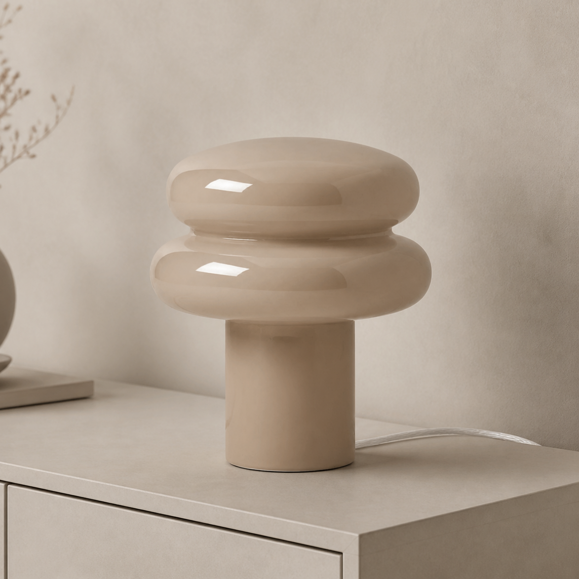 Nymeros Scandinavian Glass Mushroom Table Lamp